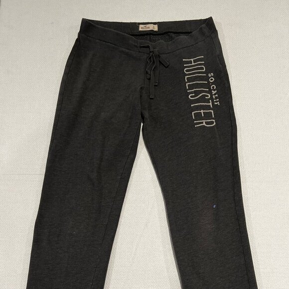 Vtg Y2K Hollister Gray Embroidered Spellout Lounge Pants Low Rise Small READ - Picture 1 of 11